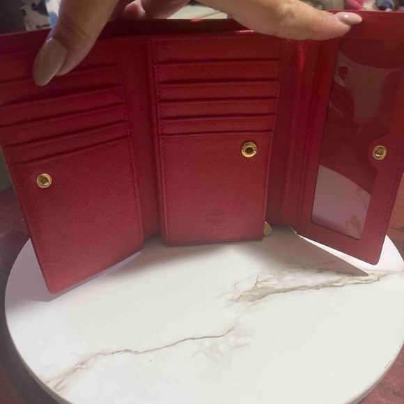 FINAL PRICE MCM Tri-Fold Red Leather Wallet - Picture 7 of 15
